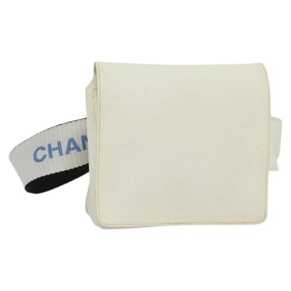 CHANEL Waist Bag Nylon White CC Auth bs25229 - Picture 1 of 16